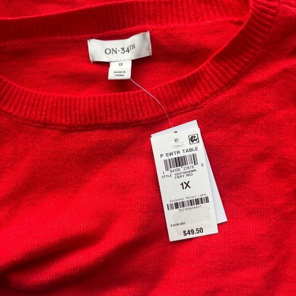 On 34th Plus Size Bright Orange Soft Crewneck Pullover Sweater NWT - Picture 7 of 7